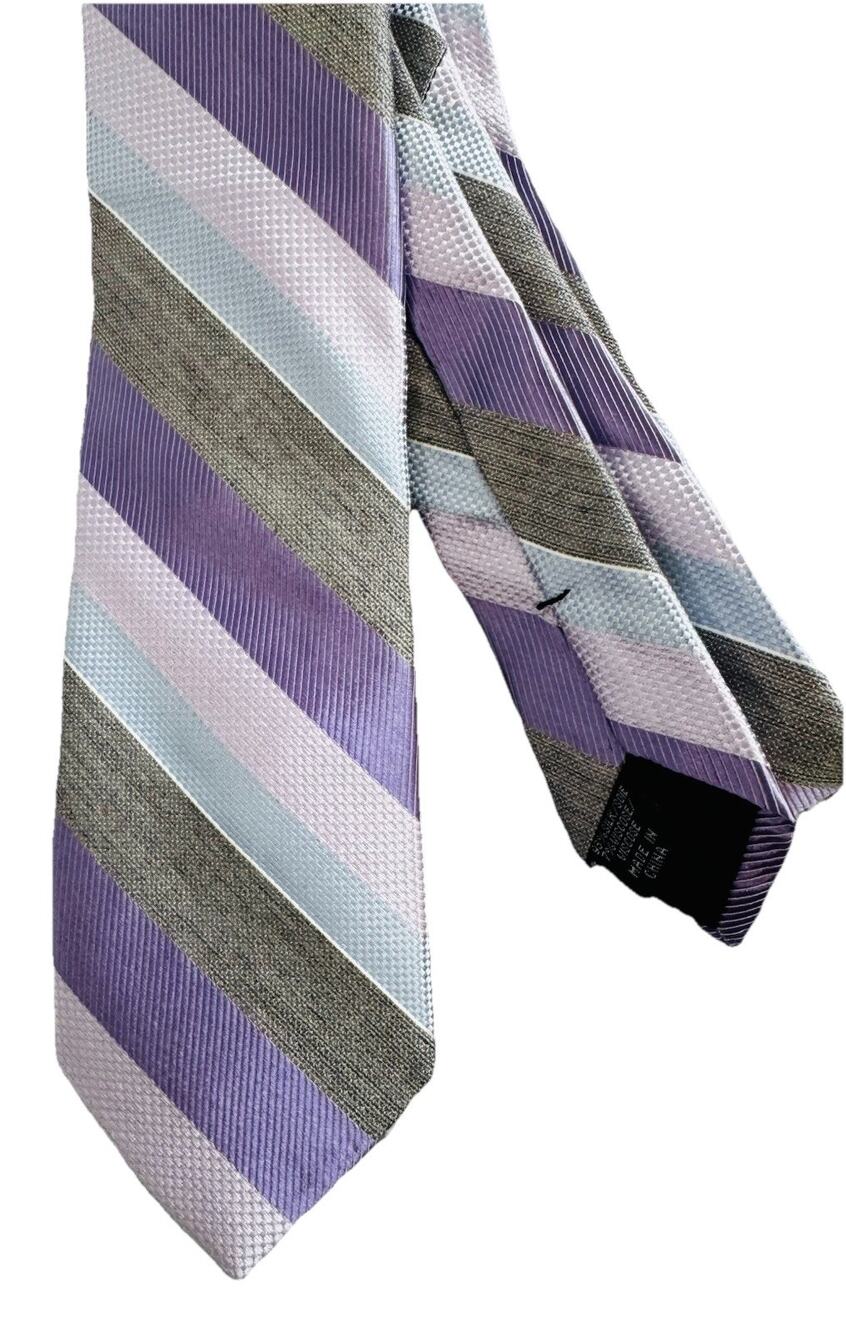 New Calvin Klein Classic Diagonal Stripe Silk Mens Tie $70 Office